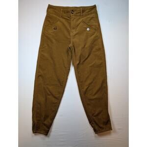 Kut From The Kloth High Rise Barrel Leg Fine Wale Corduroy Cropped Tobacco 28